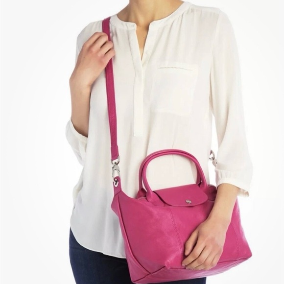 Authentic Longchamp Le Pliage Cuir Leather Zip Tote medium Shoulder Bag - Picture 16 of 16